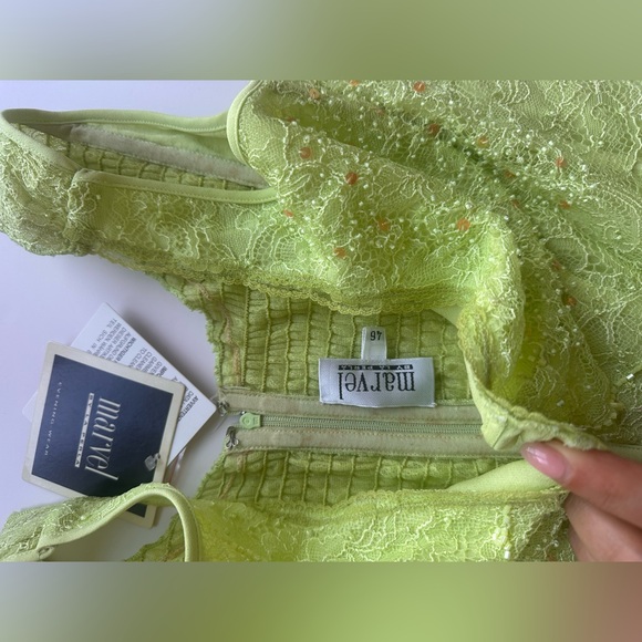 La Perla Vintage Lime Green Lace beaded Women Top - Picture 11 of 12